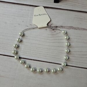 Kim Rogers Silver Tone and Faux Pearl  Necklace